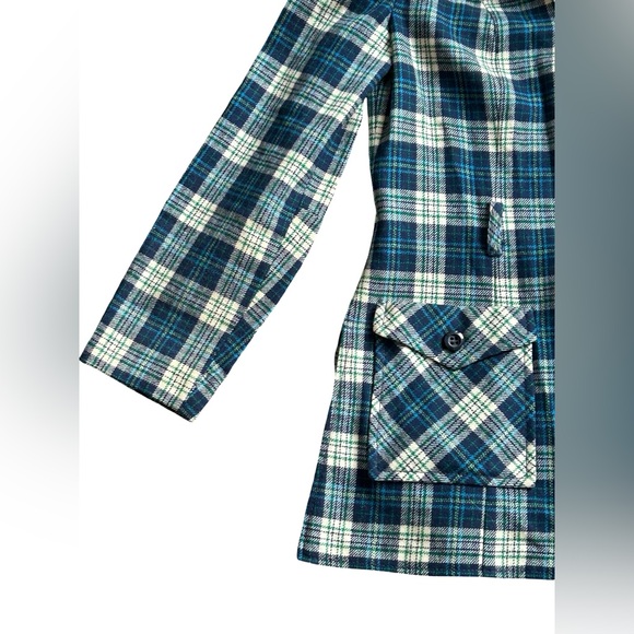 Vintage Pendleton Wool Plaid Coat Women’s S M 6 8 Blue Green USA Made Belted - Picture 7 of 13